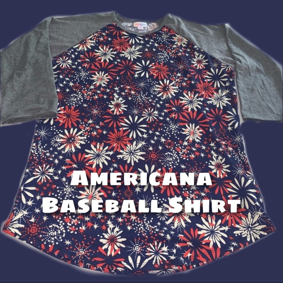 ⭐️ July 4th Baseball Tee 💥 Medium LuLaRoe Randy - Picture 2 of 5